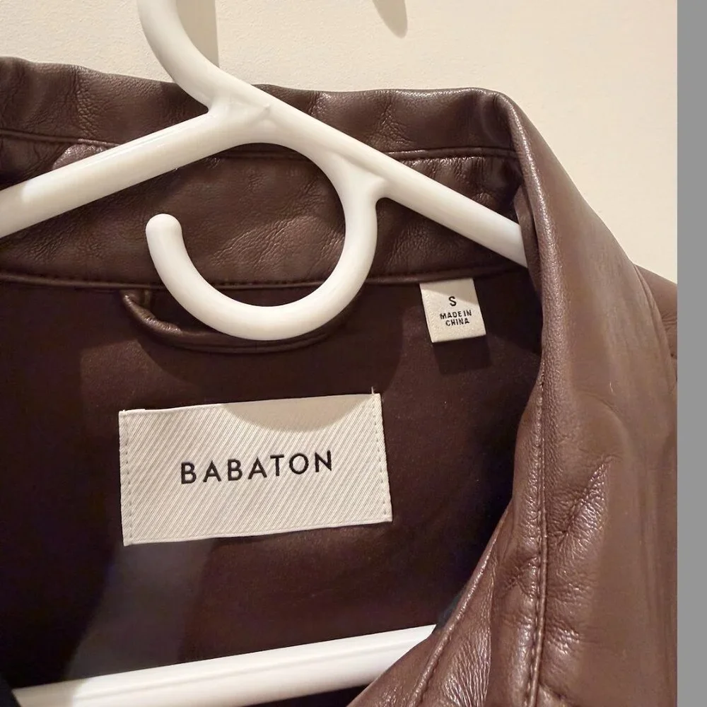 Aritzia Babaton Dark Brown Faux Leather Shirt Jacket Size Small LIKE NEW - Picture 5 of 7